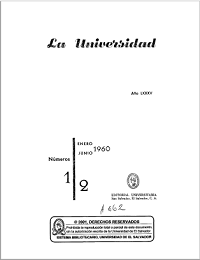 					Ver Núm. 1-2 (1960): La Universidad, No 1-2 Enero-Junio 1960
				
